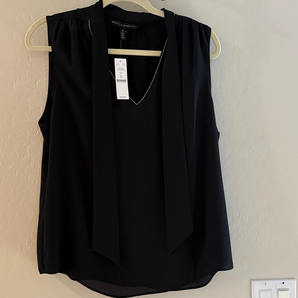 White House Black Market V-Neck Black Blouse